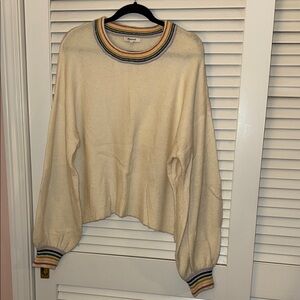 Madewell Cream Sweater with Rainbow Trim - Size Large
